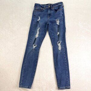 AERO High‎ Rise Jegging Jeans Womens 6 Stretchy Destroyed Distressed Blue Denim